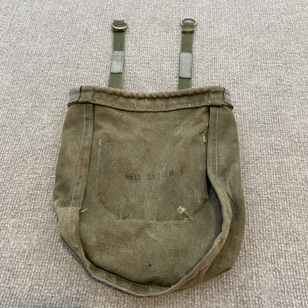 Vintage Bell System Olive Drab Canvas Lineman Tool Bag Utility Pouch USA